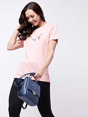 Image of Modeve Women Printed Cotton Blend Half Sleeve Round Neck T-Shirt for Summer