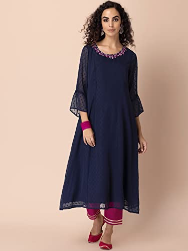 Image of Indya Womens High Rise Solid Silk Regular Fit Fushion Wear Pants