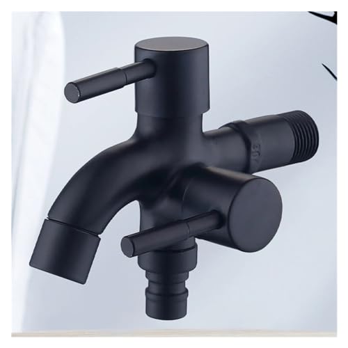 Robinet de machine à laver mural noir G1/2 bibcock inox double utilisation