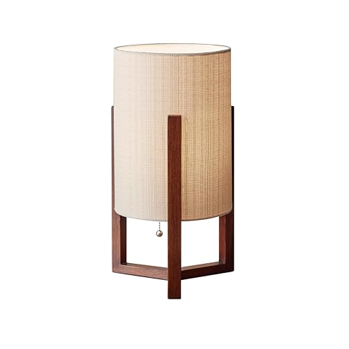 Adesso Quinn Table Lantern - Walnut Birch Wood & Natural Linen Shade – Perfect Nightstand, End Table, and Desk Lamp by Adesso - Used condition - US$51.86