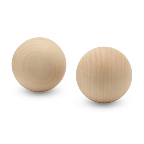 3 inch Wooden Round Ball Bag of 2 Unfinished Natural Round Hardwood Balls Smooth Birch Balls for Crafts and DIY Projects (3 inch Diameter) by Woodpeckers