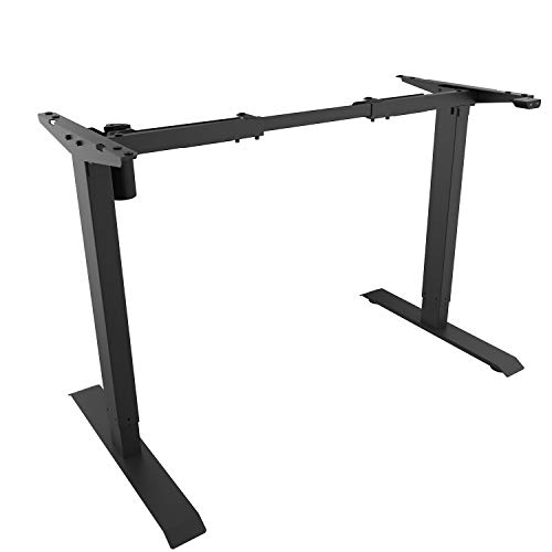PUTORSEN® ES12B-E Marco de Escritorio de pie con Altura Ajustable eléctrica, Escritorio de pie Soltera Motor 2 sección Patas de Acero sólido con Botones Arriba y Abajo(Solo Marco-Negro)