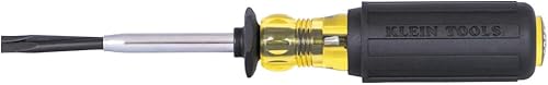 Klein Tools 6024K Destornillador de sujeción de tornillo ranurado, destornillador de cabeza plana de hoja dividida de 14 pulgadas, acción de agarre