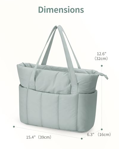 Image of Narwey Puffer Tote Bag for Women Girl, Puffy Travel Gym Shoulder Handbag