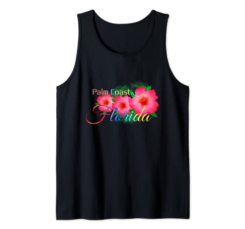 Palm Coast Florida Flores tropicales Vacaciones familiares Camiseta sin Mangas