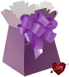 Shik Gifts Purple Living Vase Flower Box Flower Bouquet Transporter, Sweet Tree Box and Purple Pull Bow