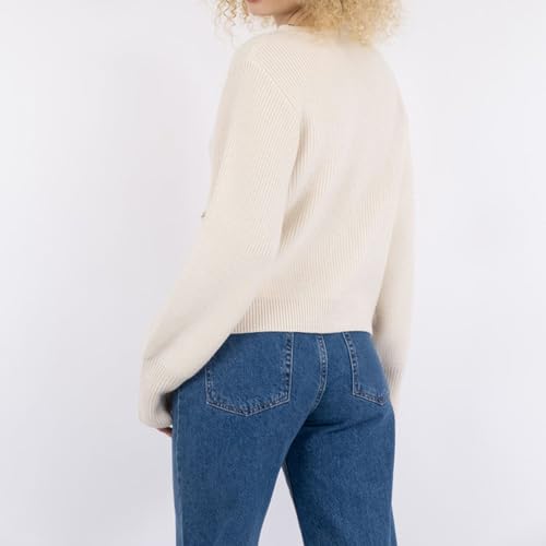 Image of Women Y2k Tie Front Knitted Cardigan Sweater Top Long Sleeve Crewneck Open Front Casual Cropped Cardigan Shirt (Apricot #A, S)