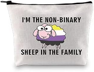 JXGZSO Non-Binary Gift LGBTQ Non Binary Pride Makeup Bag I'm The Non-Binary Sheep in The Family Cosmetic Bag (Non-Binary Sheep CA)