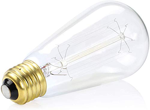 Dimmable Vintage 60 Watt Edison Light Bulb, Amber Warm Glow, Clear Glass Squirrel Cage Filament Light Bulb, E26 Medium Base, Pack of 4