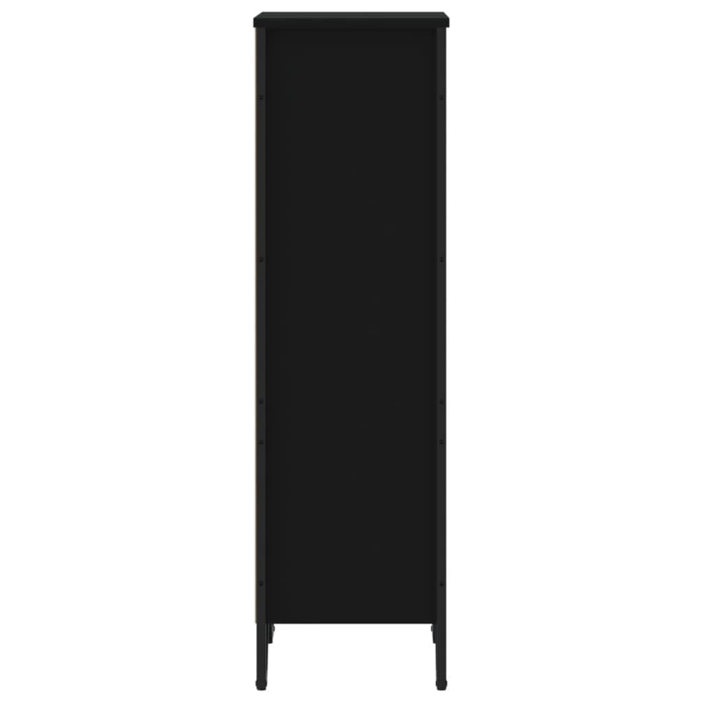 Estantería negra moderna de 50 x 31 x 106 cm de madera con 3 compartimentos y patas de metal estable y duradera para salón, oficina y pasillo