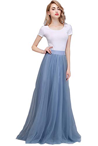 dusty blue maxi skirt
