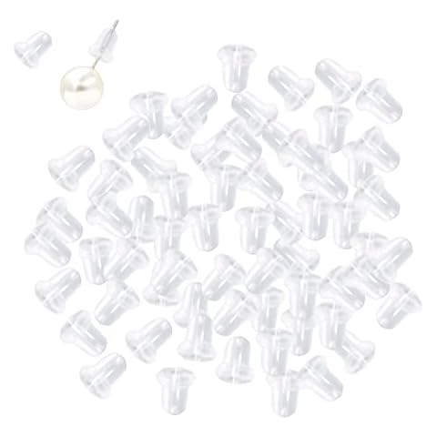 SHULLIN About 1000 Pcs Earring Backs Stoppers Clear Soft Rubber Earring Backs Stopper Clutch Stopper Safety Backs Stoppers Silicone Round Ear Plugging Blocked Earring Transparent Rubber Stoppers Cover