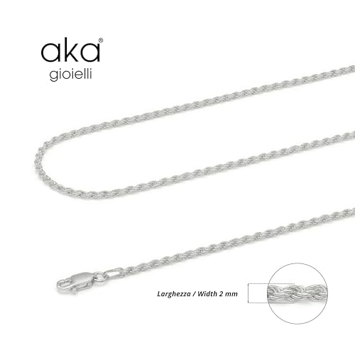 Chaîne maille corde argent 925 rhodié Aka Gioielli collier chic duralbe - 3