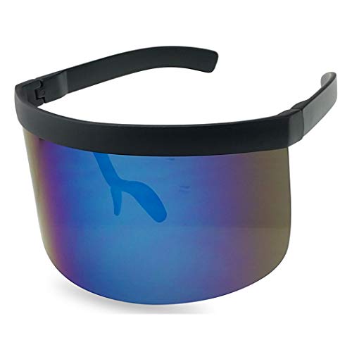 Matte Black Retro Futuristic Single Shield Color Oversized Visor Sunglasses (Matte Black, Bronze Mirror)