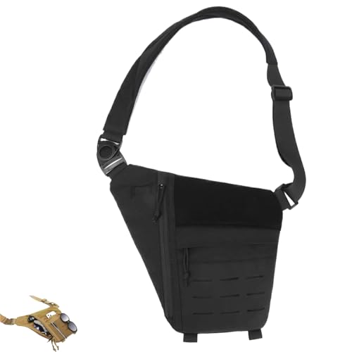 Powios Crossbody Bag, New Waterproof Outdoor Tactical Shoulder Crossbody Chest Bag, for Hiking Cycling Camping (Black,One Size)