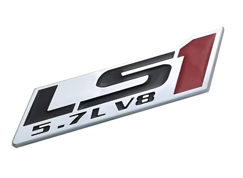 Image of 2pcs LS1 5.7 L V8 Engine Door Trunk Badge 3D Emblem Nameplate Sticker (Silver Red)