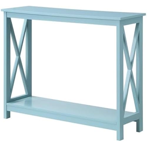 Convenience Concepts Oxford Console Table 39.5" - Sofa Table with Storage Shelf, Transitional Entryway Hall Table for Living Room and Bedroom, Display Foyer Table, Sea Foam Blue