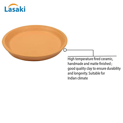 Image of Lasaki Round Ceramic Trays (Plates Saucers) for Pots, planters, Flower, Succulent(Set of 2,Ginger,5 inch) R5(Plants not Included)