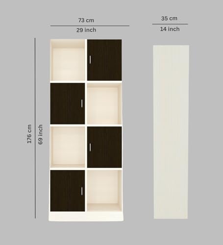 Image of SPECIALITY PANELS 8 Shelf Kitchen Cabinet | Multipurpose Wooden Storage Cupboard with Doors | Semi Open Pantry Organizer | Tall Space Saving Storage Unit for Kitchen Living Room Home | Display Rack