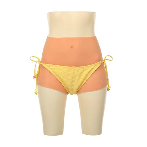 RuLin Silicone Fake Vagina Panties Silicone Boxer Briefs Floating Point Design for Crossdresser Drag Queen Cosplay L Size Brown Color