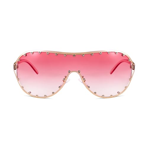 FEISEDY Sunglasses Womens, Trendy Oversized Y2k Style, One Piece Wraparound Sun Glasses B91263