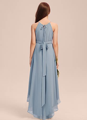 Junior Bridesmaid Dresses A-Line Halter High Low Dresses Chiffon for Wedding Party PT0174