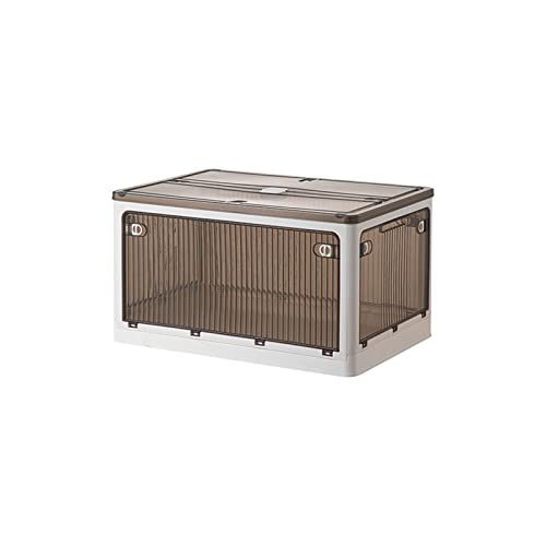 Ergocar Scatole Immagazzinaggio Plastica Pieghevole, Apertura a Cinque Lati, Impilabili Scatola Organizer Trasparente con Coperchi e Ruote Nella, per Auto, Armadi, Casa, Ufficio