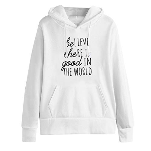 Sweat à capuche blanc imprimé lettre pour femme en taille S