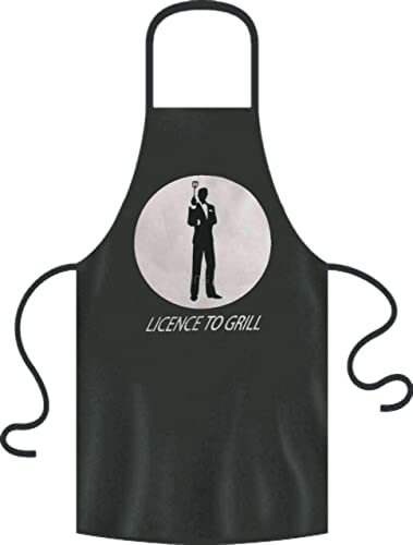 BILMASEE LICENSE TO GRILL Apron Novelty BBQ Party, FULL LENGTH THICK COTTON TWILL, 2 FRONT POCKETS