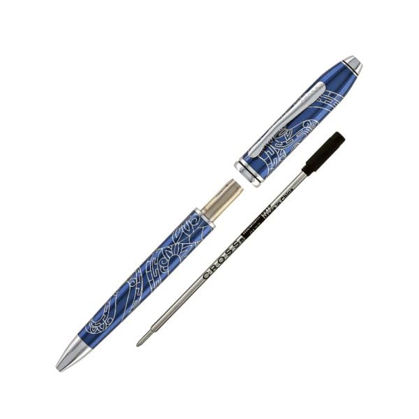 Cross Townsend Kugelschreiber Sonderedition 'Jahr der Schlange' (Strichstärke M, Schreibfarbe schwarz, dokumentenecht, Premium Geschenkbox) durchscheinender blauer Lack mit verchromter Gravur