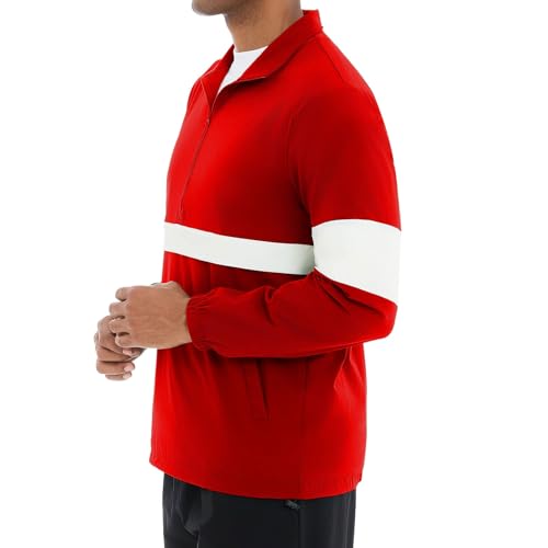 EDITCOZY Men's Lightweight Quarter Zip Pullover Casual Windbreaker for Running Golf Jackets with 3 Pockets4