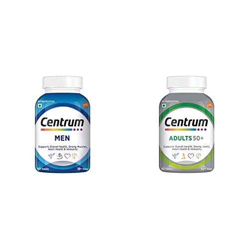 Image of Centrum Multivitamin For Men with Grape Seed Extract + Multivitamin Tablet For Adults Age 50+|Pack of 50
