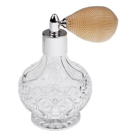 Topxome 100ml Clear Crystal Vintage Style Perfume Bottle Long/Short Spray Tassels Atomizer Pump Refillable Glass Bottles Lady Makeup Tool (Short Yellow) Cover