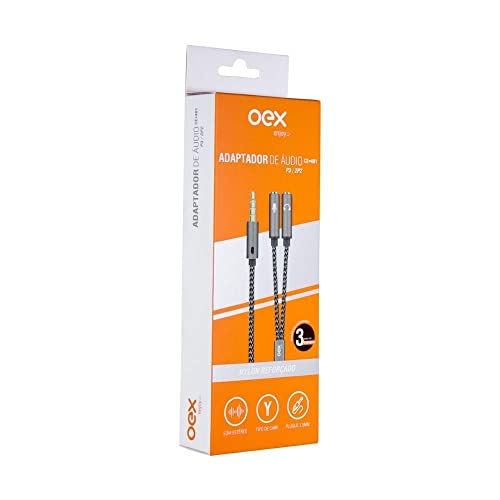 Cabo Adaptador De Audio P3/p2 Nylon Trançado Ce401 Cinza