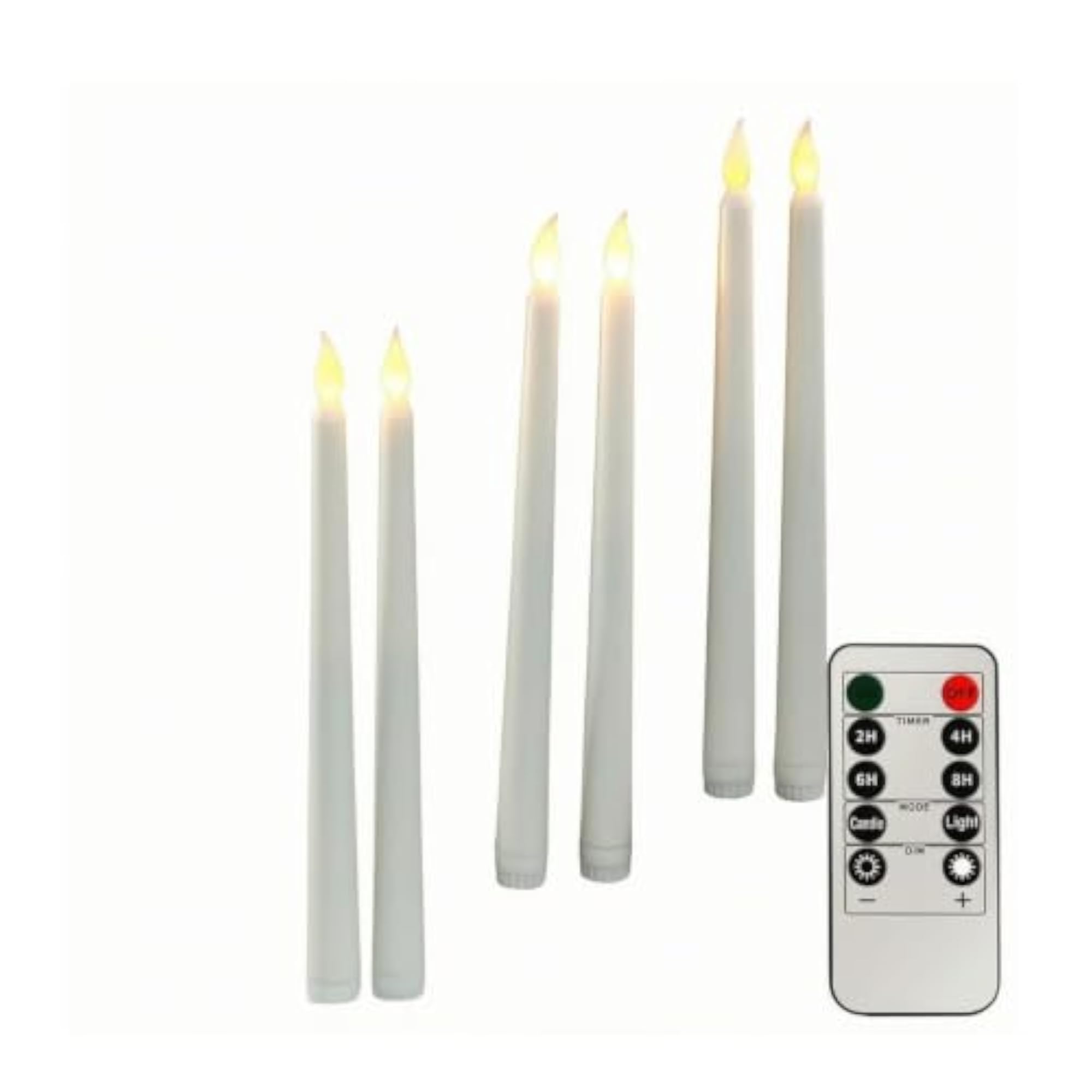 6 Pieces Flickering LED Taper Candle with Wireless Controller