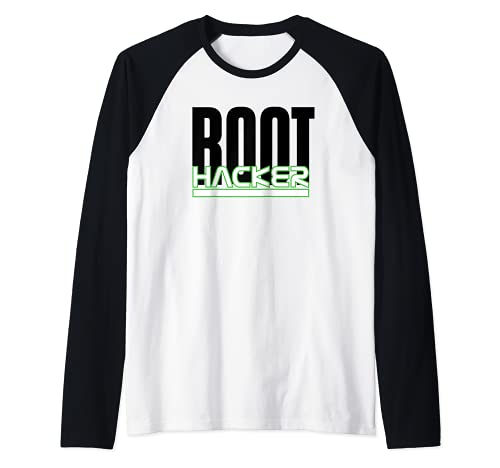 Root Hacker Hacking Raglan Baseball Tee, Black