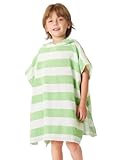 TBEZY Toddler Bath Towel Poncho Thick Cotton Striped Beach Towels for Kids Gifts (2-6, Green)