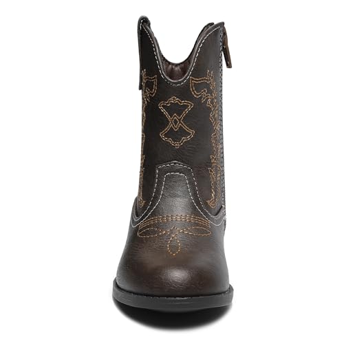 HOMEHOT Boys Girls Western Cowgirl Cowboy Boots Mid Calf Riding Shoes (toddler,little kids)2