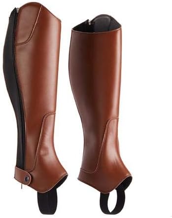 Unisex Soft Leather Leg Protector Horse Chaps Half Chaps Zip-Up Pair Child-Adult Size in Variation, Image, Description, C27