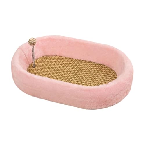Baoblaze Kitten Bed Cats Scratching Pad Exercise Play with Ball Toy Chasing Furniture Protector Cat Scratcher Pad Cat Scratching Board, Pink