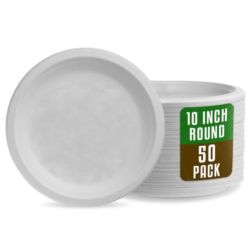 Signature Packaging - Disposable Paper Plates - 50 Pack - Party Tableware - Round 25cm