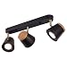 TeHenoo Adjustable Track Lighting Kit, 3-Lights Ceiling Light GU10 with Iron Shade for Living Room, Kitchen, Utility Room (Black)