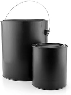 Black Paint Cans Gallon & Quart Plastic (1 Gallon Can, 1 Quart Can)