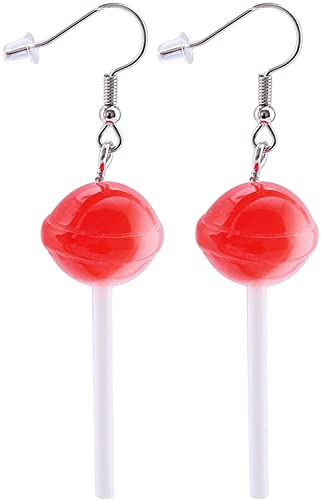 Brinco de gota de pirulito de resina bonito feito à mão com simulação de cor doce brinco de comida p