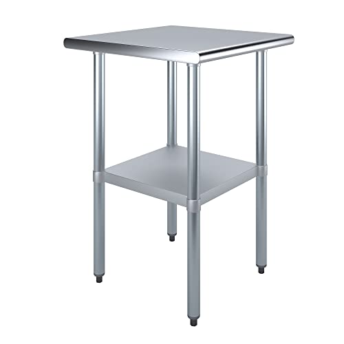 24" X 24" Stainless Steel Work Table W/ Undershelf | Kitchen Island Food Prep | Laundry Utility Bench | Garage Work Station | Nsf Certified #TOP23
