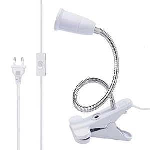 Douille Ampoule E27 avec Pince,Lampe E27 à Pince,Lampe Bureau a Pince,Lampes Clips,Lampe Pince pour Lit,Lampe de Chevet avec Câble de 2,2M et Interrupteur,Spot a Pince pour Lecture Maquillage