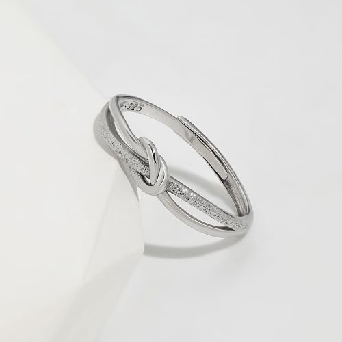 Bague nœud argent sterling 925 bagues ajustables plaquées or - 2