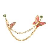 [凛りん] 軟骨ピアス キャッチ 蝶 16G 18G Cタイプ バタフライ 和風 2連チェーン サージカルステンレス ボディピアス ゴールド ピンク 片耳用