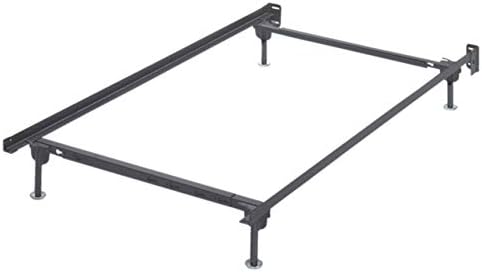Signature Design by Ashley Adjustable Metal Bolt on Bed Base Frame with Protective Floor Glides, Twin/Full, Black