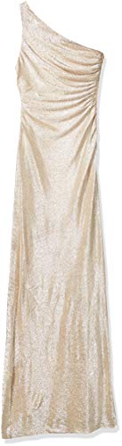 Calvin Klein One-Shoulder Gown With Side Ruching And Beaded Detail – Women’s Formal Dresses For Special Occasions, Buff/Silver 2, 6 #TOP1